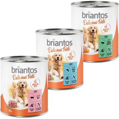 Briantos Delicious Paté mix: ryba, jahňacie & hovädzie 24 x 800 g