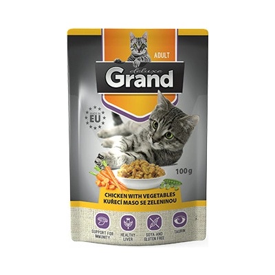 GRAND kočka deluxe 100% kuřecí se zel.100 g
