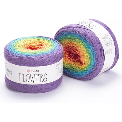 Yarn Art příze Flowers 277 červená, oranžová, zelená, tyrkys, fialová