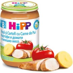 Hipp БИО пюре Домати и Картофи с Пилешко месо 8м+ 220г