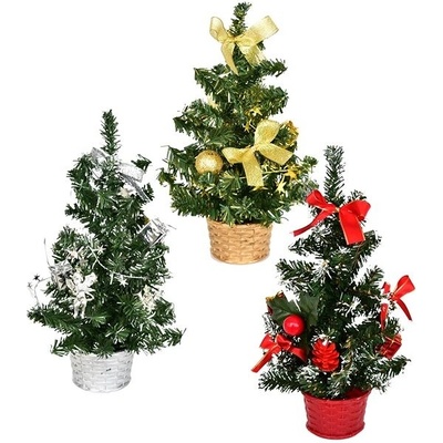 DOMMIO Vánoční stromek zdobený - mix barev, 25 cm, 3 ks