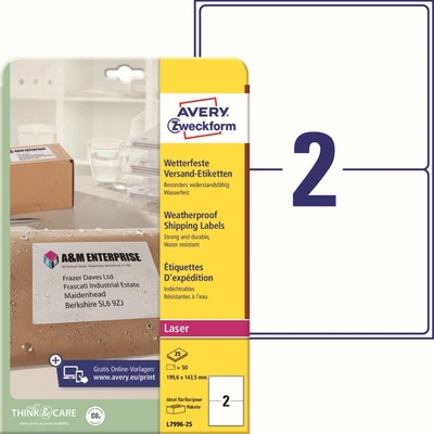 Avery Zweckform 25 listů, A4, bílé L7996-25