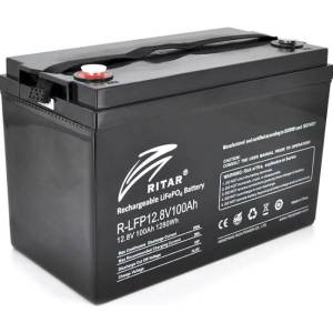 Ritar Литиево йонни батерии LFP12.8V100AH 12V / 100Ah -330/ 172 /214 mm F12/M8 RITAR (RITAR-LFP-12.8V-100AH) - zettabytex