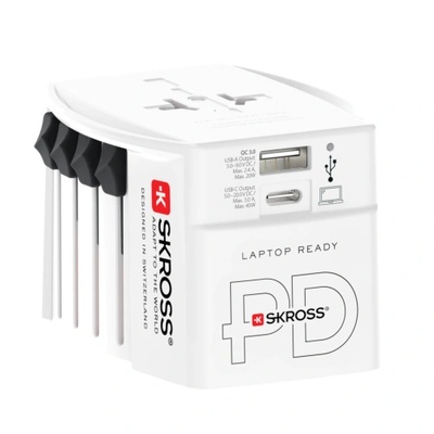 Адаптер SKROSS AC45PD, USB-A, USB-C, 1.302975, World, Бял (SKROSS-1302975)