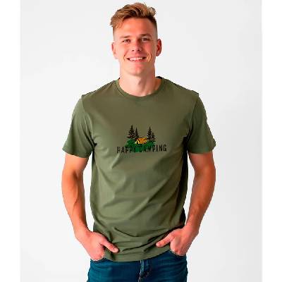 Тениска Kruskis Happy Camping short sleeve T-shirt - Green (Dark Army Green)