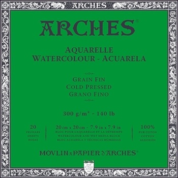 ARCHES Watercolour Cold Pressed Block Natural White Скицник 20 20 x 20 cm 300 g (A1795059)