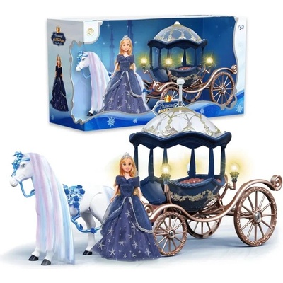 iMex Toys Interaktivní kočár s chodícím koněm a panenkou Princess