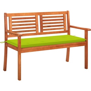 vidaXL 2-местна градинска пейка с възглавница, 120 cм, евкалипт масив (3060980)