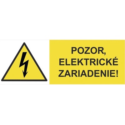 Výstražná tabuľka Pozor, elektrické zariadenie! 37 x 105 mm
