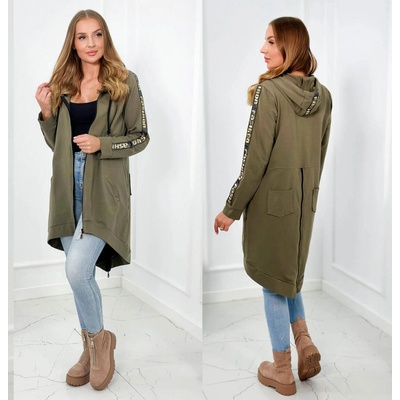 Fashionweek dámská bavlněná pohodlná mikina na zip K8997 Khaki