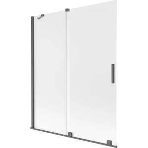Mexen Velar двукрилен плъзгащ се параван за вана 140 x 150 cm, матирано, четка Gun Gray - 896-140-000-31-66 (896-140-000-31-66)