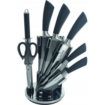 ZILNER Комплект ножове с поставка zilner zl 5127, 8 части, Точило, Ножици, Неръждаема стомана, Черен (1631870010)