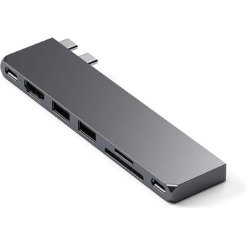 Satechi USB-C Pro Hub Slim - мултифункционален хъб за свързване на допълнителна периферия за MacBook Air M2 (2022) (тъмносив)