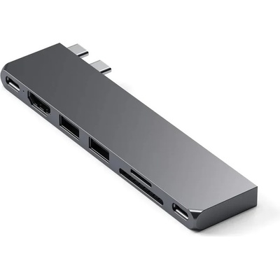 Satechi USB-C Pro Hub Slim - мултифункционален хъб за свързване на допълнителна периферия за MacBook Air M2 (2022) (тъмносив)
