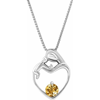 Eppi Stříbrný přívěsek matka a dítě s citrínem a diamantem Ella P35930