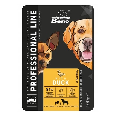 Super Benek Super beno Пауч за възрастни кучета от малки и средни породи с патица 100 г