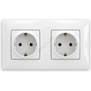Legrand - Двойна домашна SCHUKO контактна розетка с рамка NILOE 250V бяла (LR0113B)