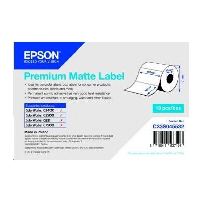 Epson label roll, normal papier, 102x76mm