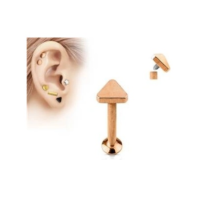 Šperky4U zlacený piercing do brady labreta trojúhelník LB1027RD-1206