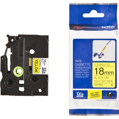 Brother Originální páska TZE-FX641 18 mm černý tisk na žlutém podkladu flexibilní