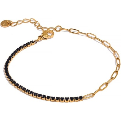 Grace Jewellery Elegantní náramek se zirkony Erika Black chirurgická ocel BN-10-1306A-6 Černá