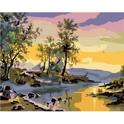zuty Malování podle čísel Západ slunce nad řekou 50 x 40 cm vypnuté plátno na rám
