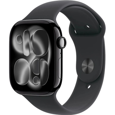 Apple Watch Series 11 (42mm) Klavírno čierny hliník s čiernym športovým remienkom S/M MEQT4MP/A