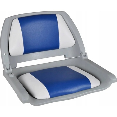Vidaxl Lodné sedadlá 2 ks sklopné s operadlom a modro-bielym vankúšom 41x51x48 cm