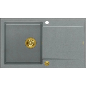 Quadron Вградена композитна мивка Quadron Unique Evan 111 сиво-златна 86x50 см (HCQE8650U5_PVDG1_P2O) Мивка за вграждане