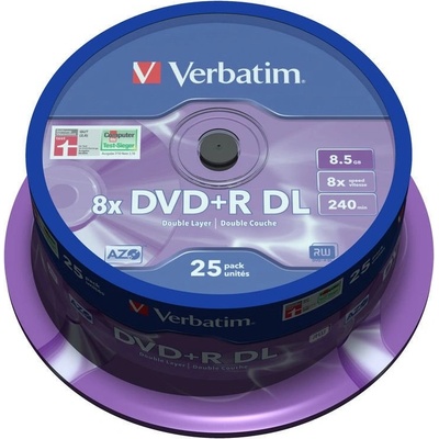 Verbatim DVD+R DL 8,5GB 8x, AZO, spindle, 25ks (43757)