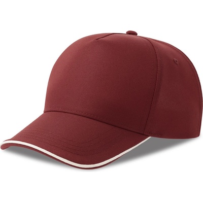 Atlantis Headwear Recy Five Piping 5 panelová sandwich COT33028292099-burgundy/wh Burgundová/bílá