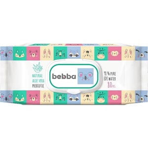 Silkline Bebba Мокри кърпички с капак Silkline Bebba - Алое вера и пребиотик, 80 броя (1352) - baby