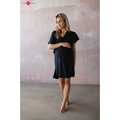 Bambusová nočná košeľa na dojčenie Moon Navy Blue