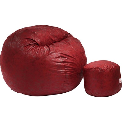 PUFRELAX Комплект, Барбарон и табуретка за крака, 700л. , King Size, Cranberry, Перящ се калъф, Трансформира се в легло, Пълнеж с микс от мемори пяна и дунапрен, Гама Premium, 8447 (PUF-M-KO-PT-CRB)