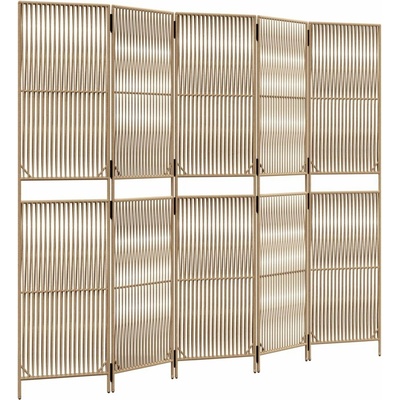 vidaXL Dělicí stěna 245 × 200 cm polyratan béžová 5 panelů 365399