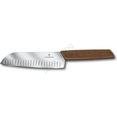 Victorinox - кухненски нож Santoku SWISS MODERN 17 см, дръжка от орех (GG940)