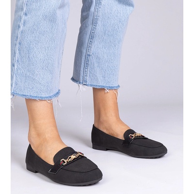 Gemre Black matte finish moccasins with gold decoration Gloriasa černá