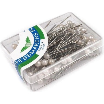 Špendlíky 38mm perleťová hlava (100ks) bílé – Sleviste.cz