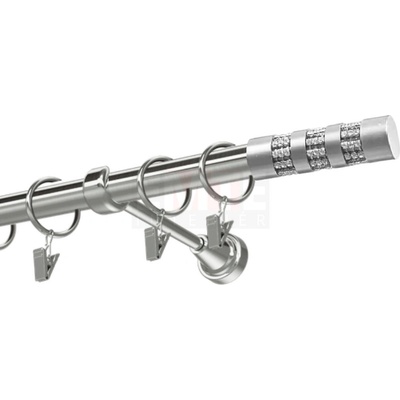 Karpol Garniža 25 mm Cylinder kryštál nerezová jednoduchá 150 - 600 cm