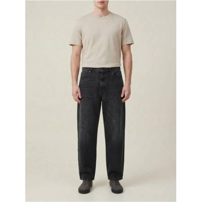 Urban Classics Pánské černé volné džíny wide leg