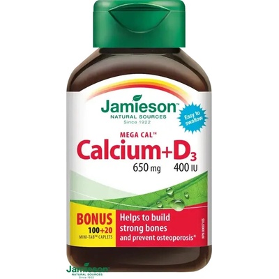 Jamieson Mega Cal vápnik 650 mg s Vitamínom D3 400 IU 120 tabliet