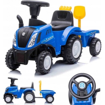 JOKO Traktor New Holland T7 s vlečkou so svelom a zvukom + lopatka + hrable