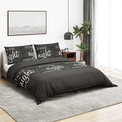 vidaXL Комплект спално бельо, черно, 200x200 см, памук (136526)