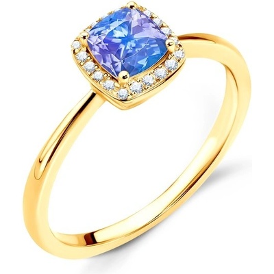 Savicki zásnubní prsten žluté zlato tanzanit diamanty ZS20TAN ZZ