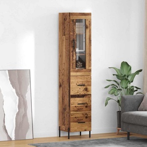 vidaXL Висок шкаф Старо дърво 34, 5 x 34 x 180 см Инженерна дървесина (3415790)