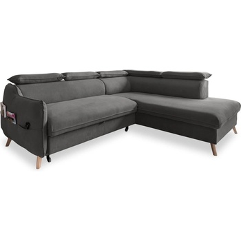 Miuform Тъмносив ъглов разтегателен диван от кадифе (десен ъгъл) Sweet Harmony - Miuform (825MO247)