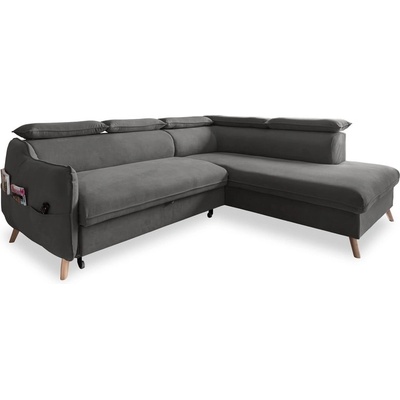 Miuform Тъмносив ъглов разтегателен диван от кадифе (десен ъгъл) Sweet Harmony - Miuform (825MO247)