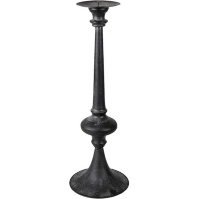Kovový cerný svícen s patinou Feline – 15x45 cm