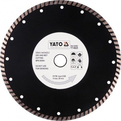 Yato Kotouč řezný diamantový 230 x 22,2 x 3,1 mm turbo, YT-6025