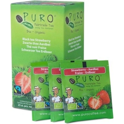 Puro Černý čaj jahoda Fair trade 25 x 1,5 g